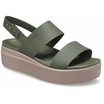 Zapatos Cuña Crocs Brooklyn Low Mujer Verde Oliva | Mexico 0640HAPK